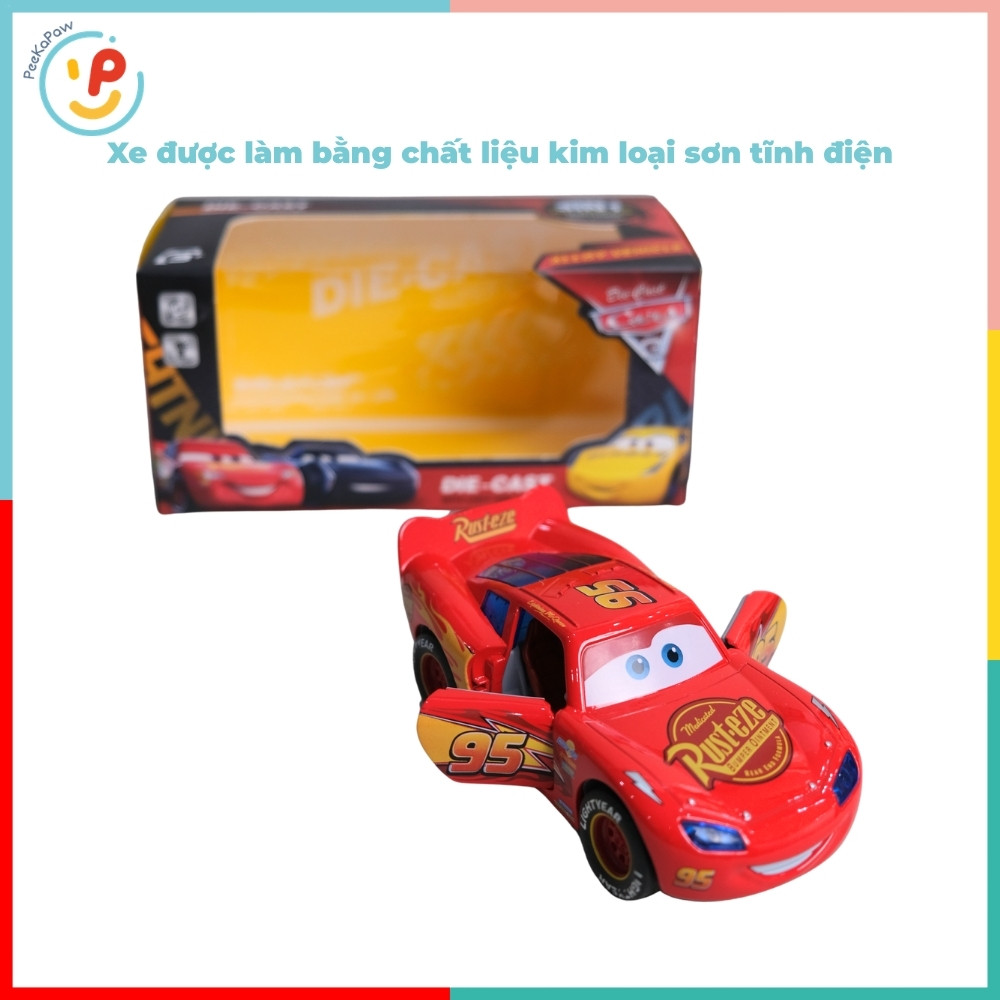 Xe chạy đà trớn hoạt hình Xe tia chớp Mc Queen mở cửa chất liệu hợp kim có đèn âm thanh 899-75 PeeKaPaw Toys