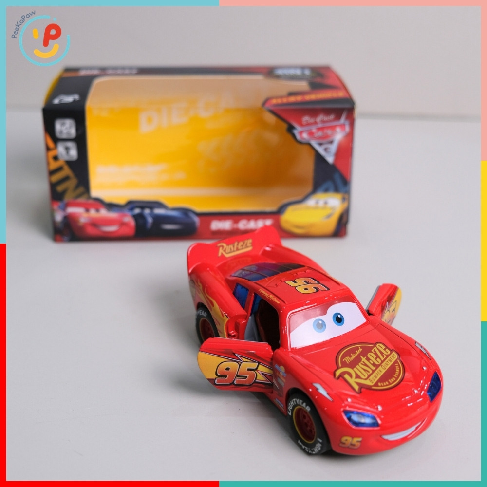 Xe chạy đà trớn hoạt hình Xe tia chớp Mc Queen mở cửa chất liệu hợp kim có đèn âm thanh 899-75 PeeKaPaw Toys