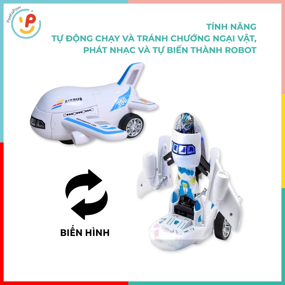 Robot biến hình máy bay Airbus 8995 có đèn nhạc PeeKaPaw Toys
