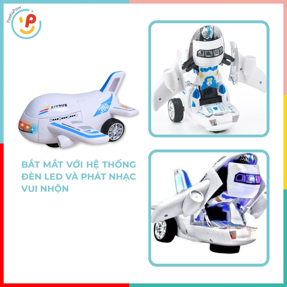 Robot biến hình máy bay Airbus 8995 có đèn nhạc PeeKaPaw Toys