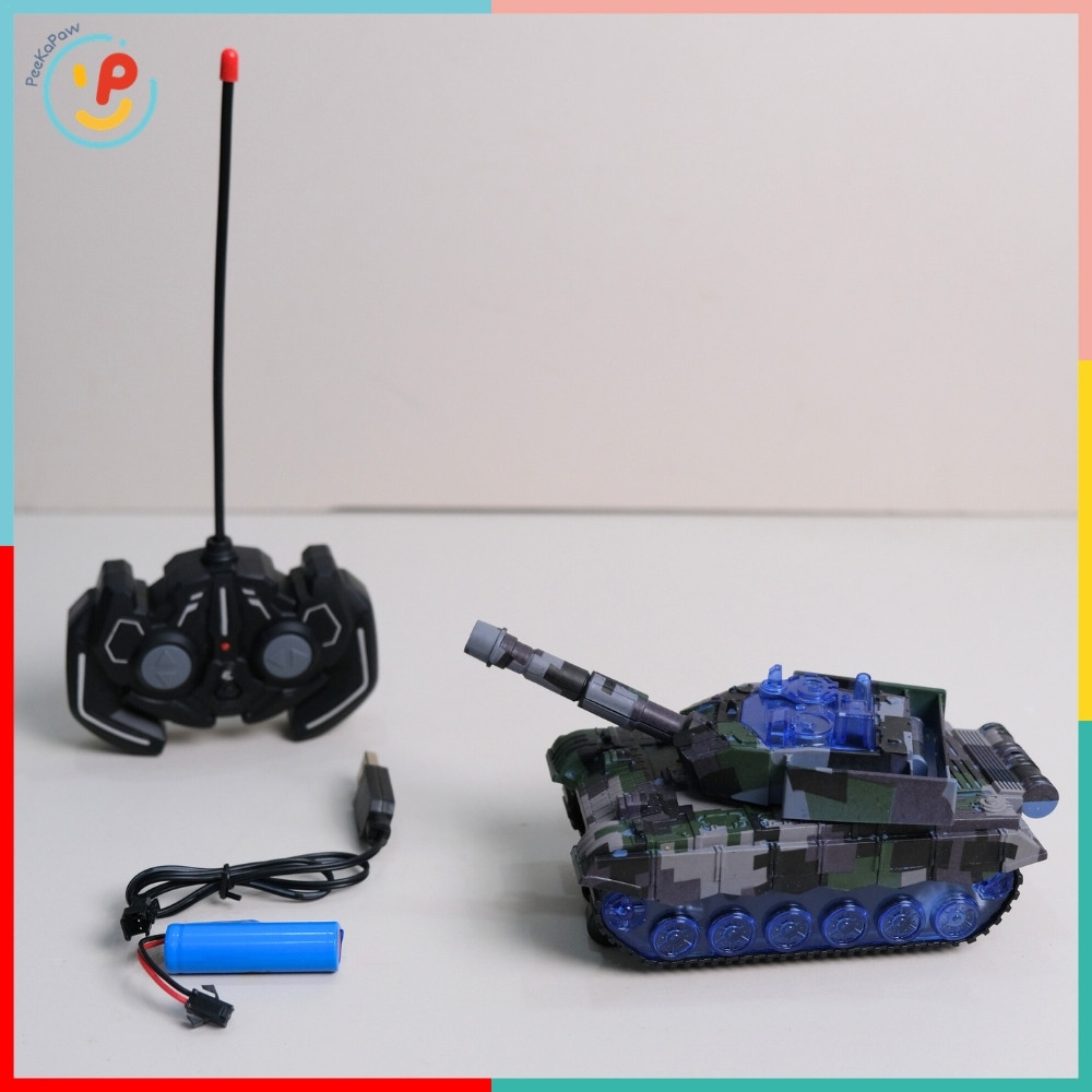 Xe tăng điều khiển pin sạc có đèn 303-18 PeeKaPaw Toys