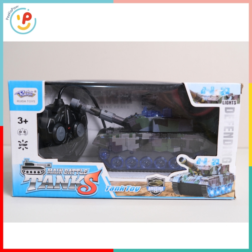 Xe tăng điều khiển pin sạc có đèn 303-18 PeeKaPaw Toys