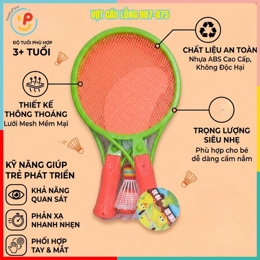 Vợt bóng vợt cầu lông nhỏ cho bé PeeKaPaw Toys