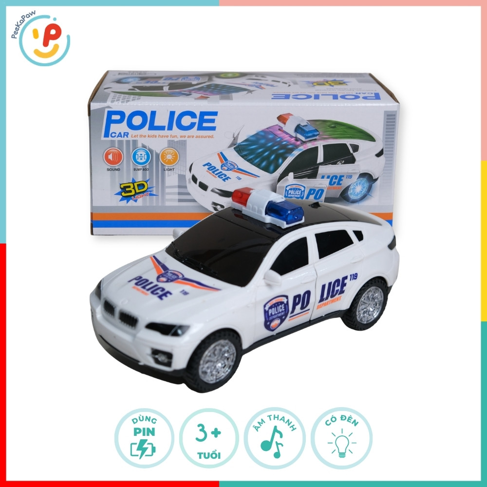 Xe cảnh sát chạy pin mở 4 cửa có đèn LED còi báo 2017C PeeKaPaw Toys