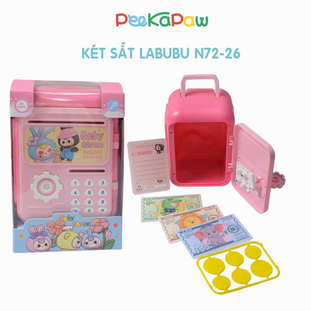 Két sắt đồ chơi nhí 14cm Labubu hồng N72-26 PeeKaPaw Toys