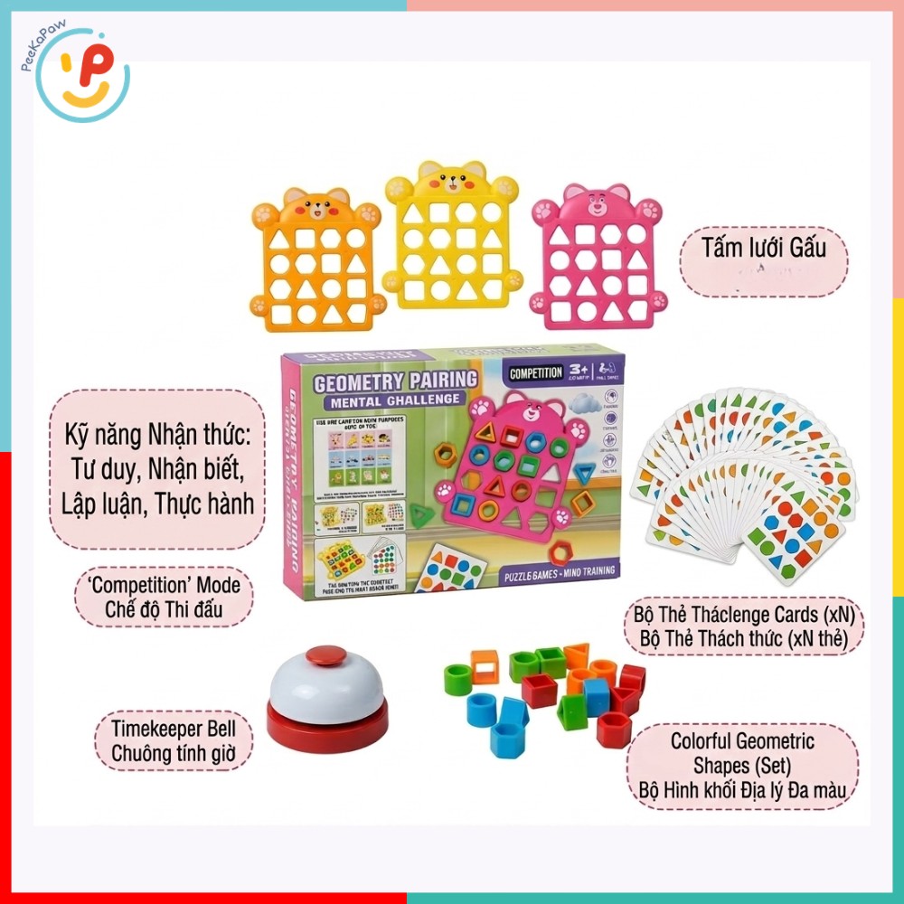 Trò chơi tương tác xếp hình khối Ai Nhanh Hơn HT076 PeeKaPaw Toys