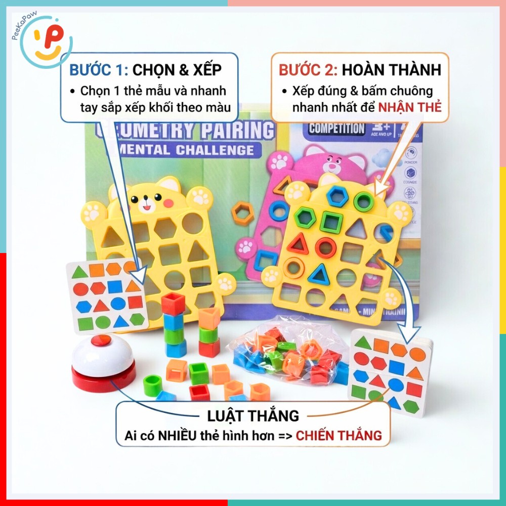 Trò chơi tương tác xếp hình khối Ai Nhanh Hơn HT076 PeeKaPaw Toys