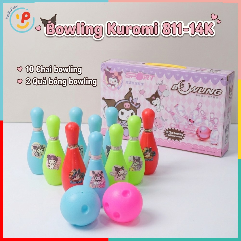 Hộp đồ chơi bowling mini Kuromi 811-14K đồ chơi vận động PeeKaPaw Toys