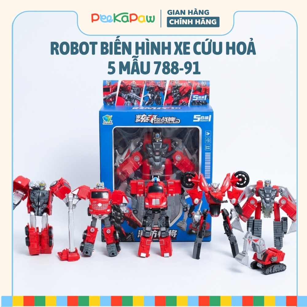 Đồ Chơi Lắp Ráp Robot Biến Hình 5 Mẫu Xe 788-91 PeeKaPaw Toys