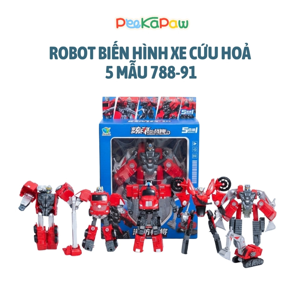 Đồ Chơi Lắp Ráp Robot Biến Hình 5 Mẫu Xe 788-91 PeeKaPaw Toys