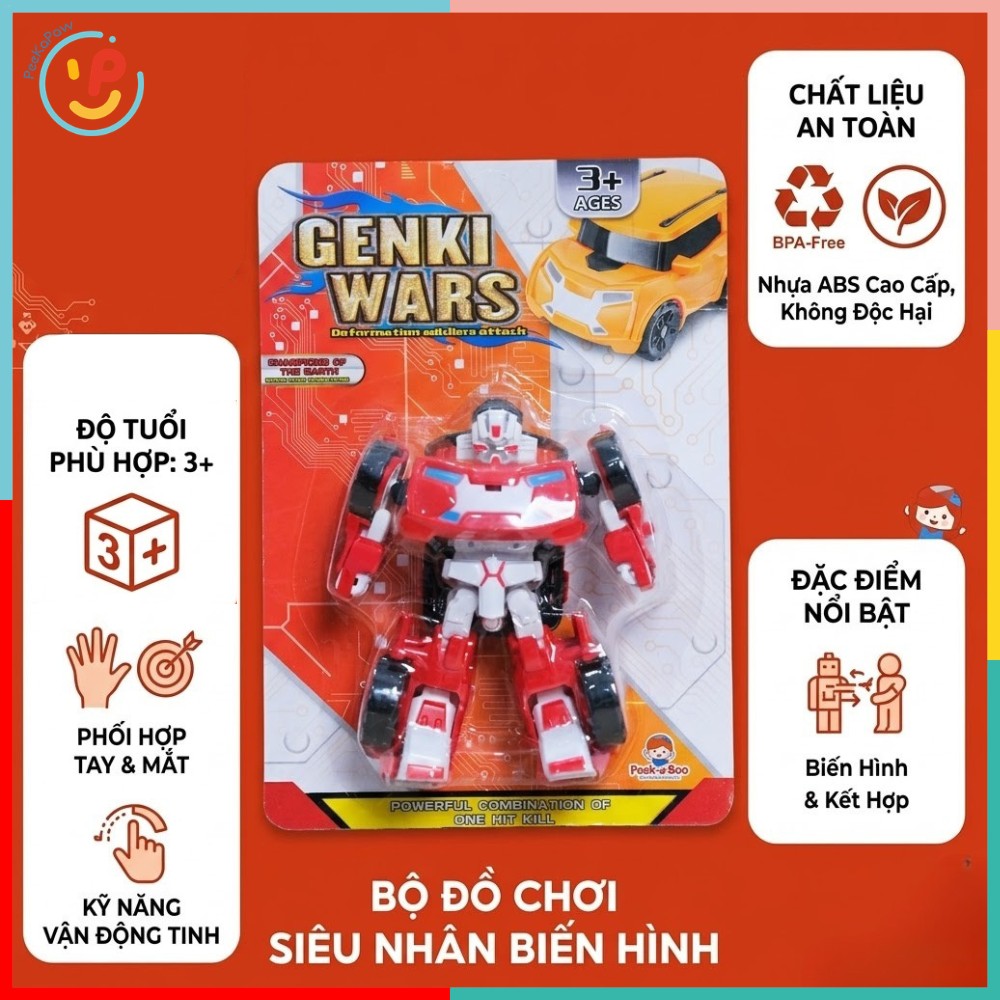 Robot lắp ráp biến hình xe ô to 8818B Genki Wars 2 PeeKaPaw Toys