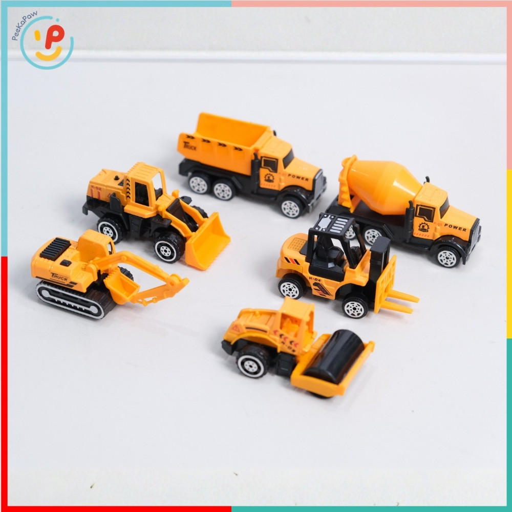 Hộp 6 xe cảnh sát xe cứu hỏa xe công trình 6671 PeeKaPaw Toys