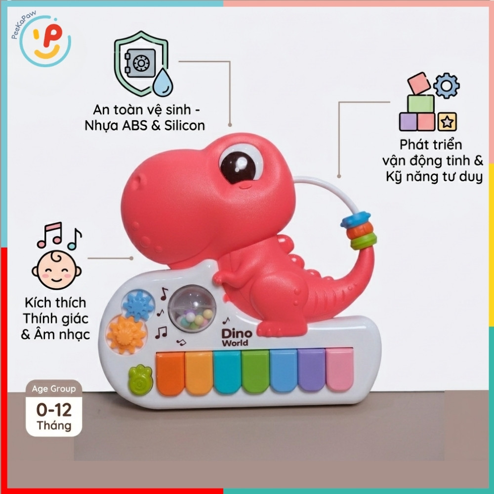 Đàn Piano Khủng Long Có Đèn 8891B Đồ Chơi Âm Nhạc Cho Bé PeeKaPaw Toys