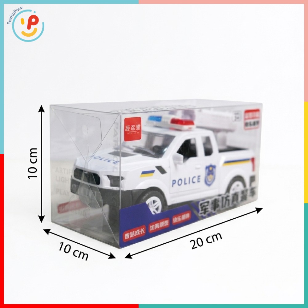 Xe cảnh sát phóng máy bay mở cửa có đèn còi chạy pin A422-25 PeeKaPaw Toys