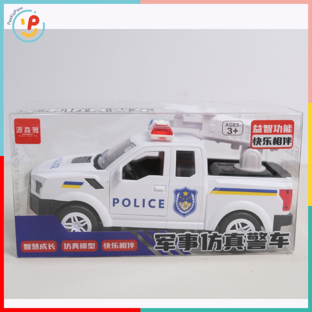 Xe cảnh sát phóng máy bay mở cửa có đèn còi chạy pin A422-25 PeeKaPaw Toys