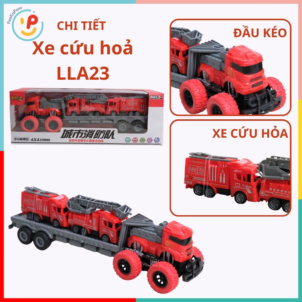 Xe tải lớn đồ chơi mô hình xe vận tải xe công trình xe cứu hoả nhiều mẫu PeeKaPaw Toys