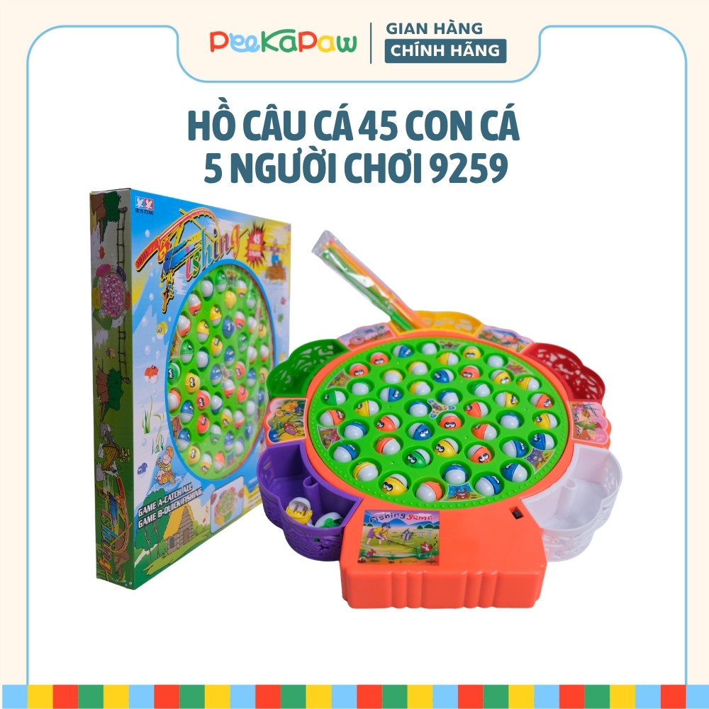Hồ câu cá 45 con cá 5 người chơi tự xoay có nhạc 9259 PeeKaPaw Toys