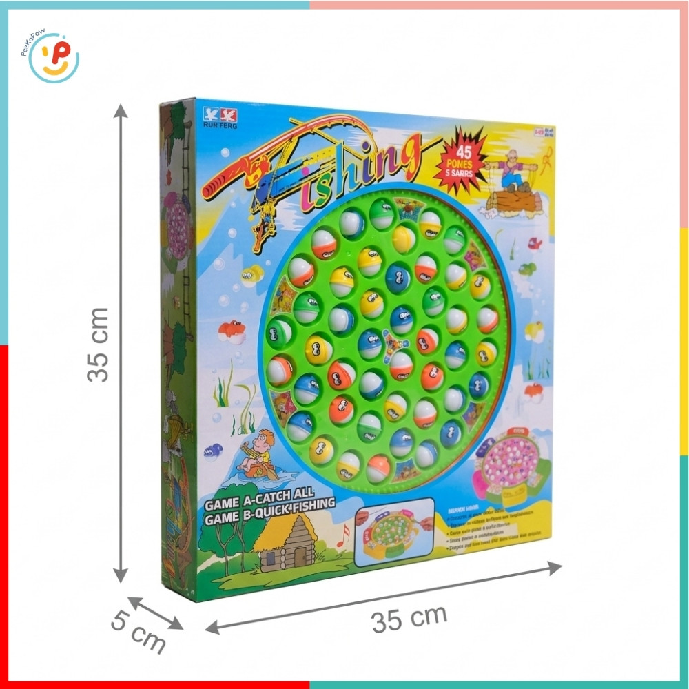 Hồ câu cá 45 con cá 5 người chơi tự xoay có nhạc 9259 PeeKaPaw Toys