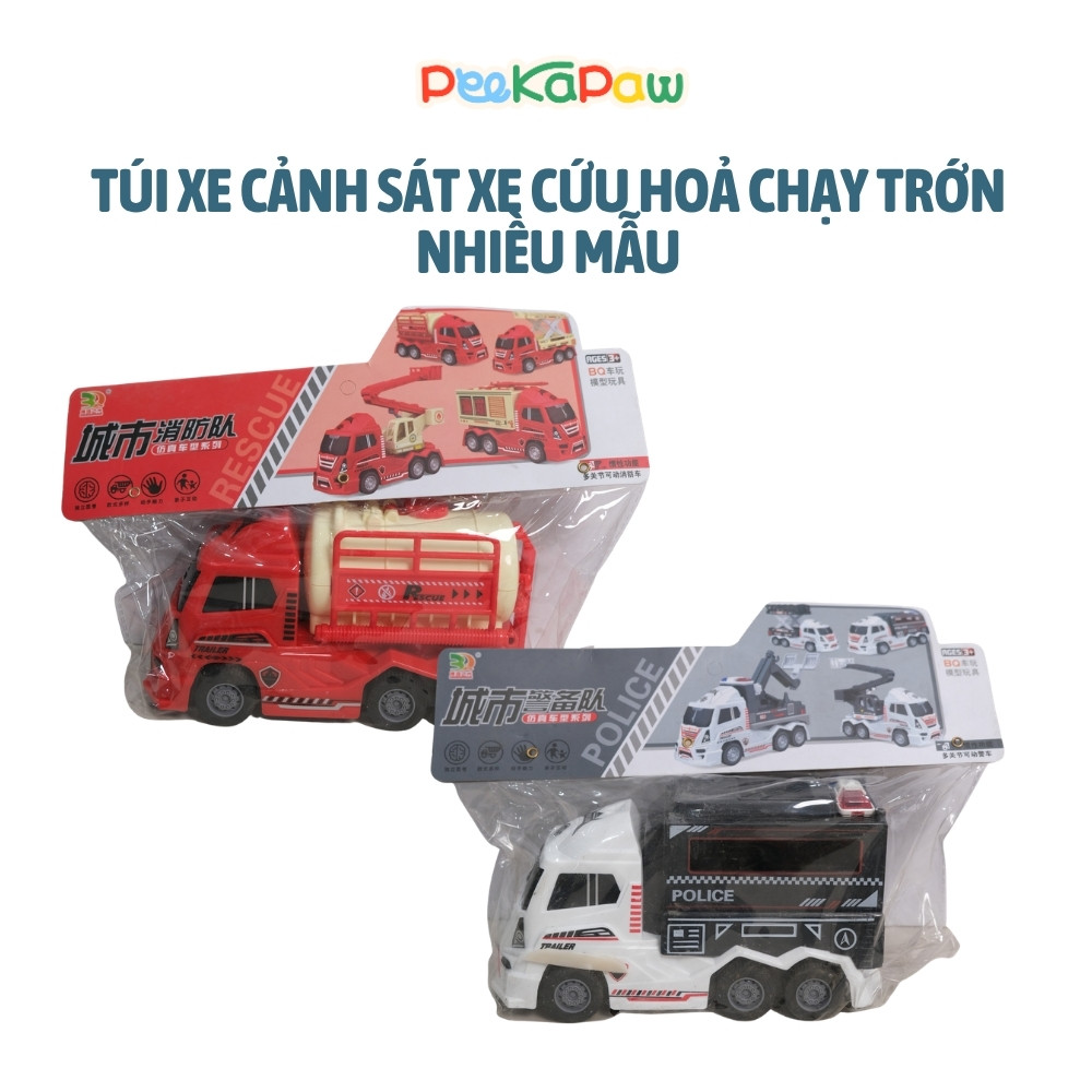 Xe cứu hoả xe cảnh sát mô hình chạy đà trớn nhiều mẫu 700-50 PeeKaPaw Toys