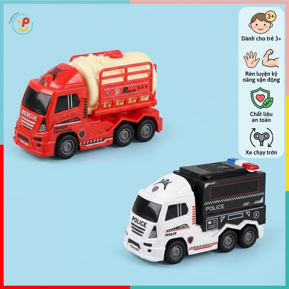 Xe cứu hoả xe cảnh sát mô hình chạy đà trớn nhiều mẫu 700-50 PeeKaPaw Toys