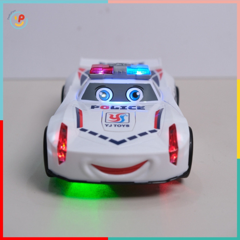 Xe cảnh sát chạy pin biến hình robot có đèn nhạc YJ388-71 PeeKaPaw Toys