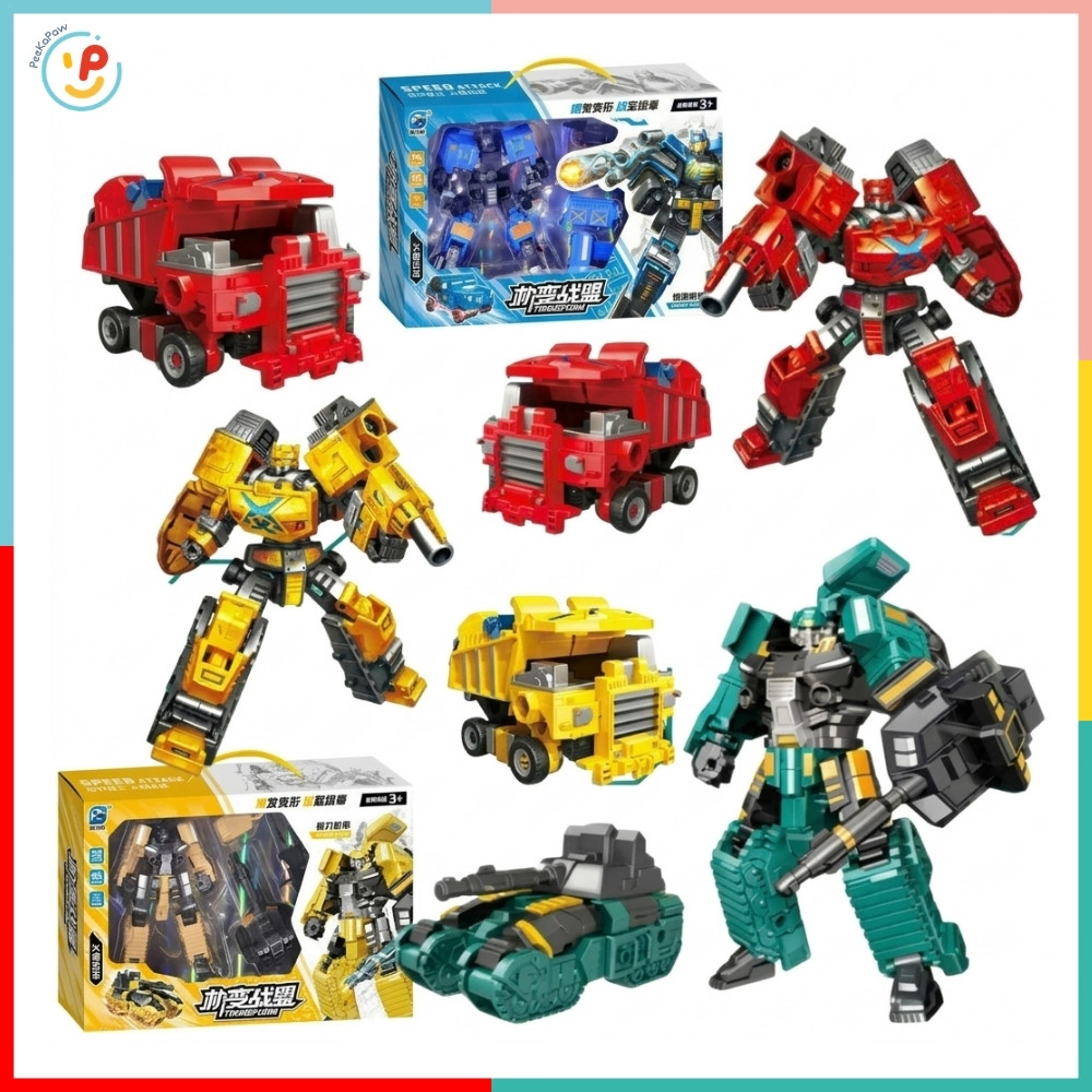 Robot Biến Hình 91836 Lắp Ráp Xe Thành Robot 5 Mẫu Cho Bé PeeKaPaw Toys