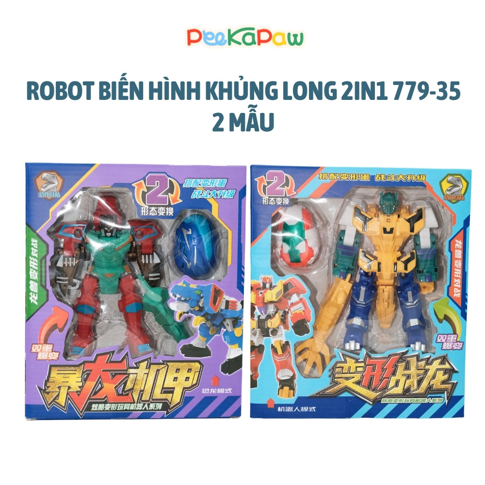 Robot Biến Hình Khủng Long 2in1 779-35 Lắp Ráp Robot Cho Bé PeeKaPaw Toys