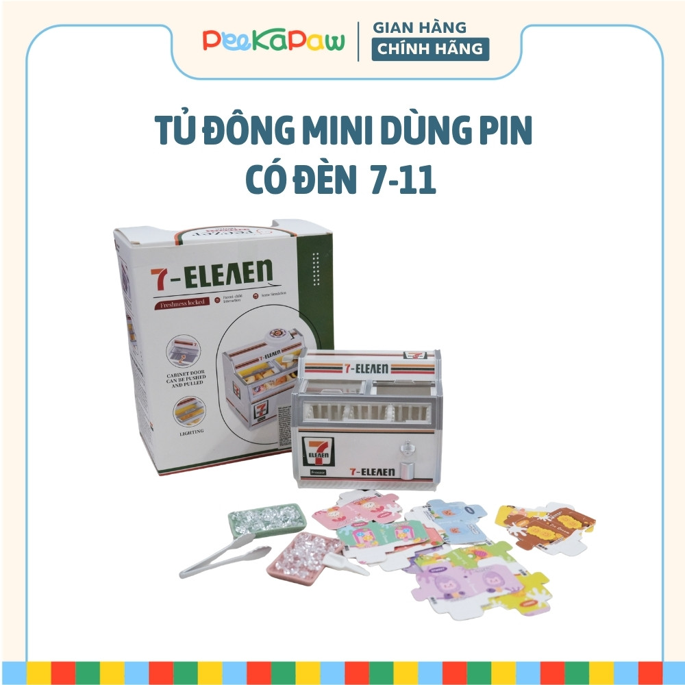 Tủ Đông Mini Đồ Chơi Mô Hình Có Đèn Hello Kitty 7 Eleven Cho Bé 2030-275A PeeKaPaw Toys