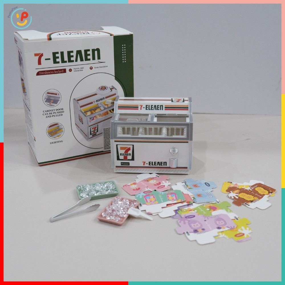 Tủ Đông Mini Đồ Chơi Mô Hình Có Đèn Hello Kitty 7 Eleven Cho Bé 2030-275A PeeKaPaw Toys