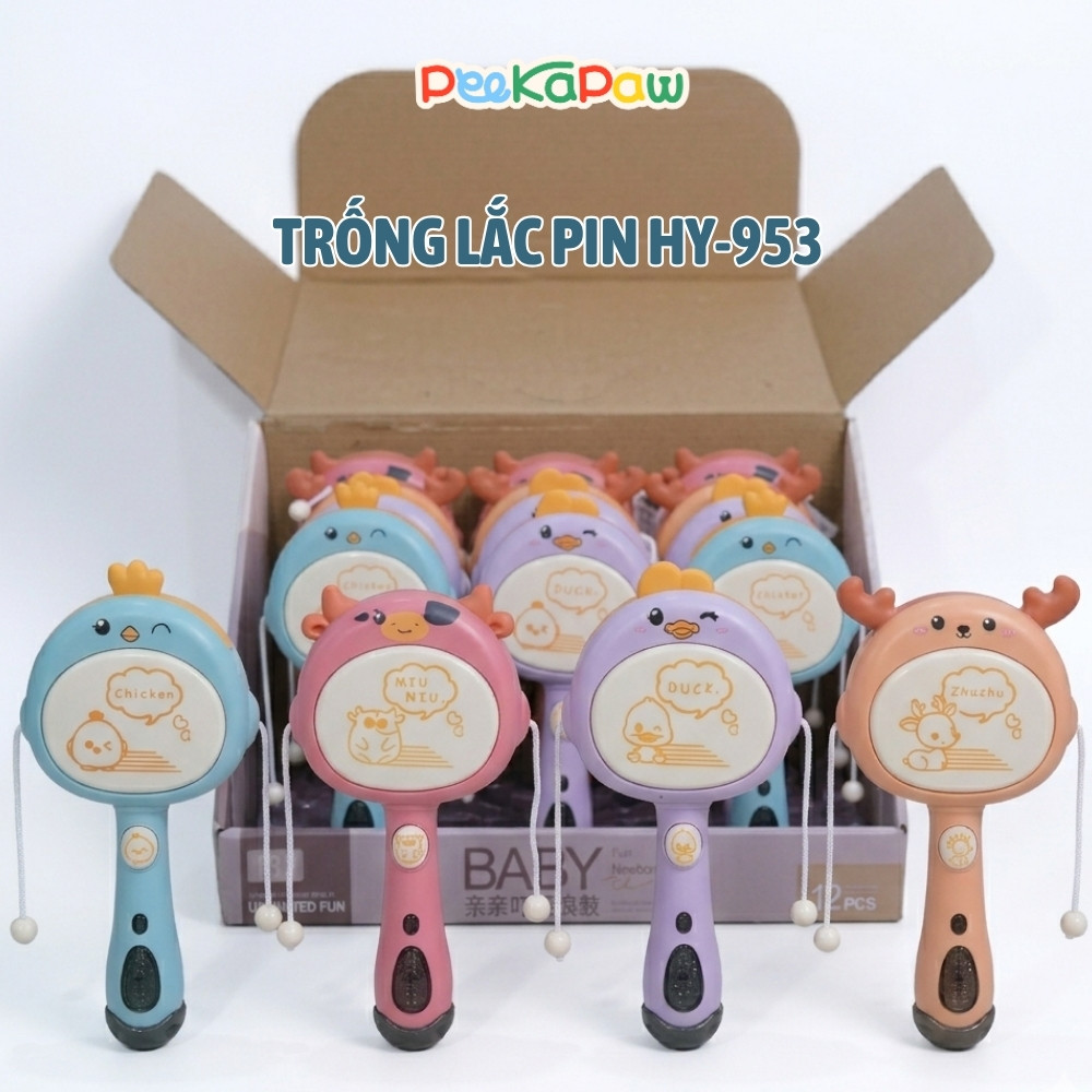 Trống Lắc Pin Đồ Chơi Âm Nhạc Cho Bé HY-953 PeeKaPaw Toys