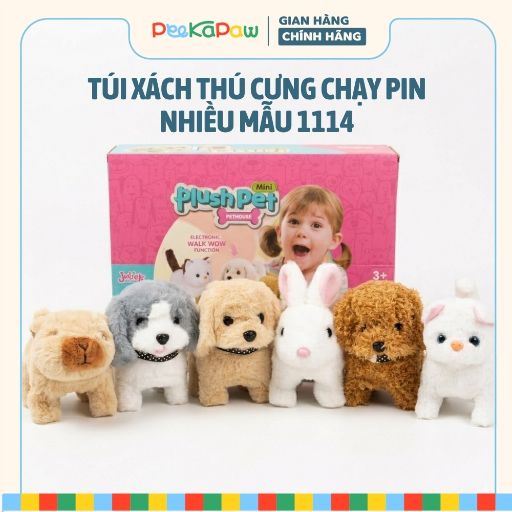 Túi Xách Thú Cưng Mini Dùng Pin Biết Chạy Âm Thanh Tiếng Kêu 1114 PeeKaPaw Toys