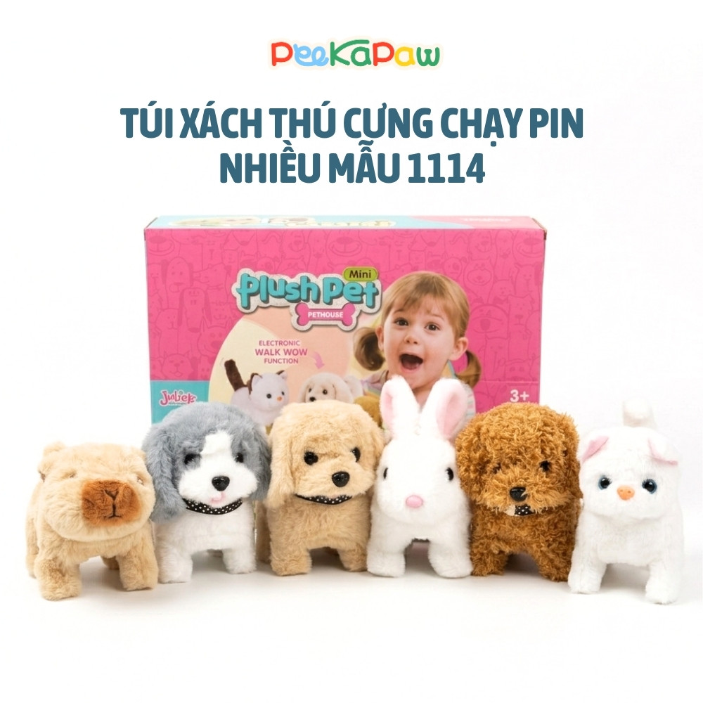 Túi Xách Thú Cưng Mini Dùng Pin Biết Chạy Âm Thanh Tiếng Kêu 1114 PeeKaPaw Toys