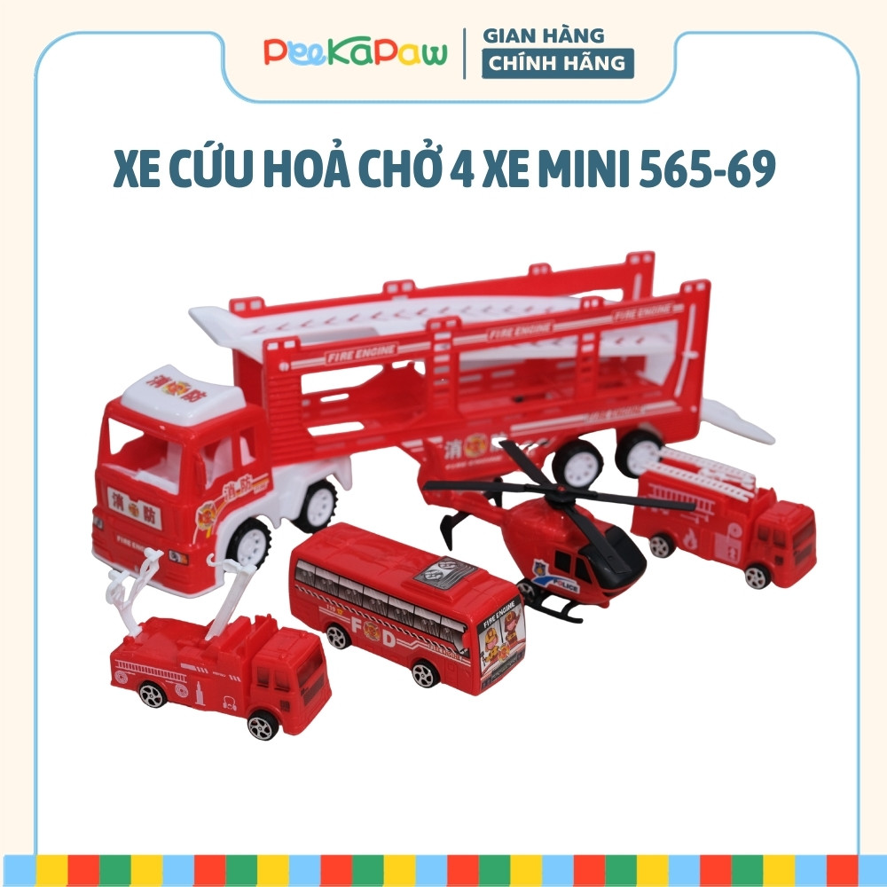 Xe Tải Chở Đội Cứu Hộ Mini Xe Cứu Hoả Máy Bay Xe Buýt 565-69 PeeKaPaw Toys