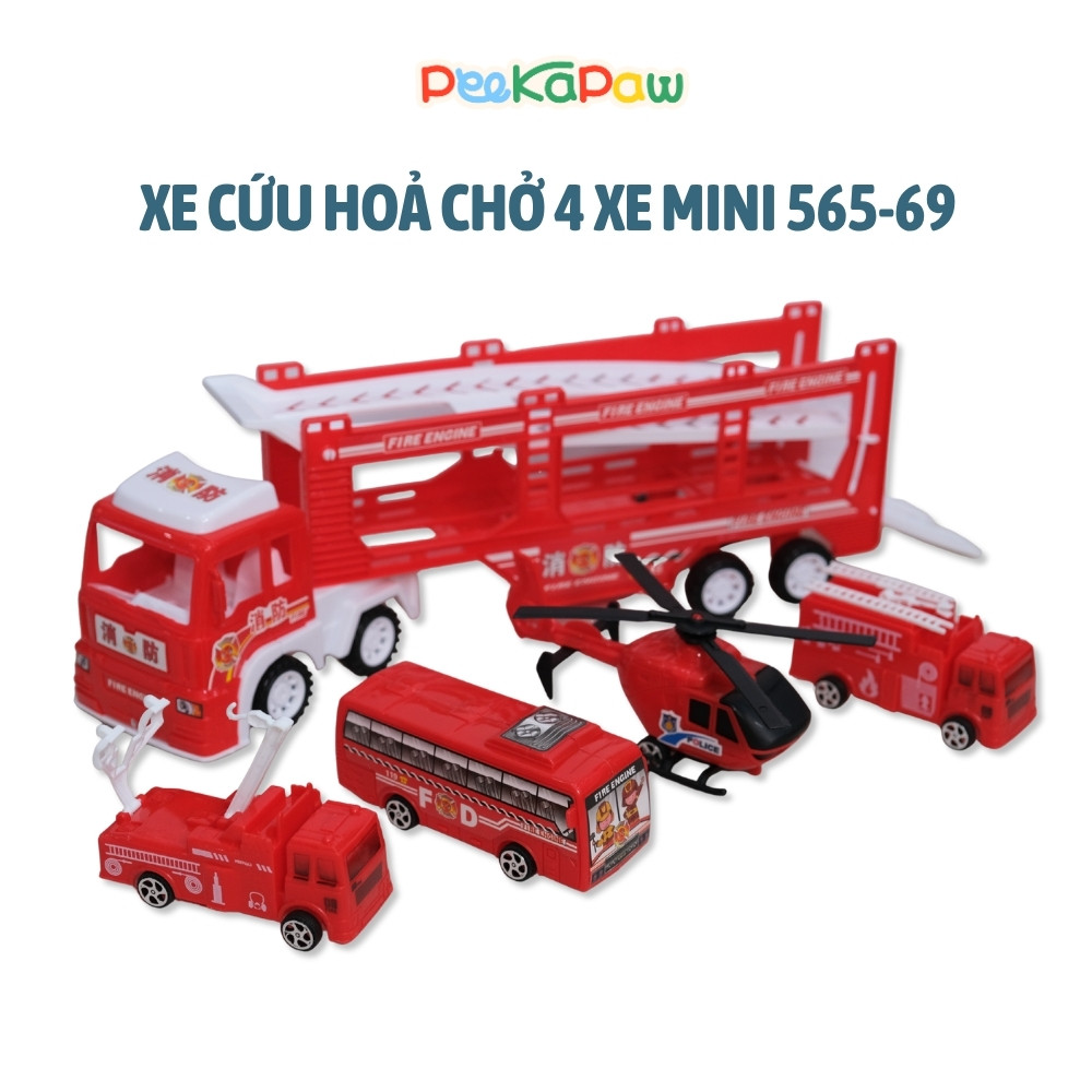 Xe Tải Chở Đội Cứu Hộ Mini Xe Cứu Hoả Máy Bay Xe Buýt 565-69 PeeKaPaw Toys