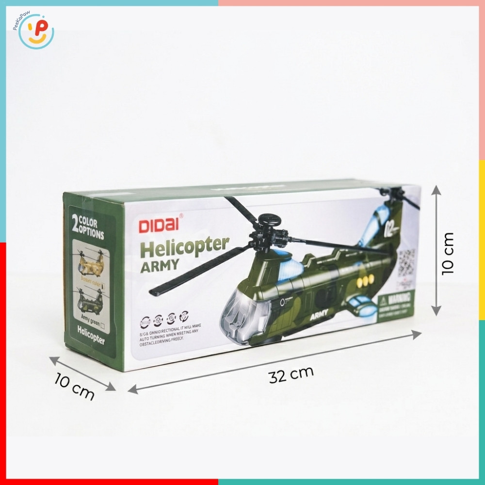 Máy Bay Trực Thăng Quân Đội Thả Xe Tăng Có Đèn Nhạc LD177A PeeKaPaw Toys