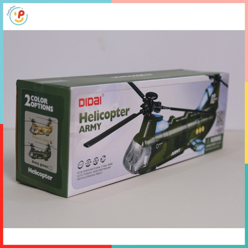 Máy Bay Trực Thăng Quân Đội Thả Xe Tăng Có Đèn Nhạc LD177A PeeKaPaw Toys