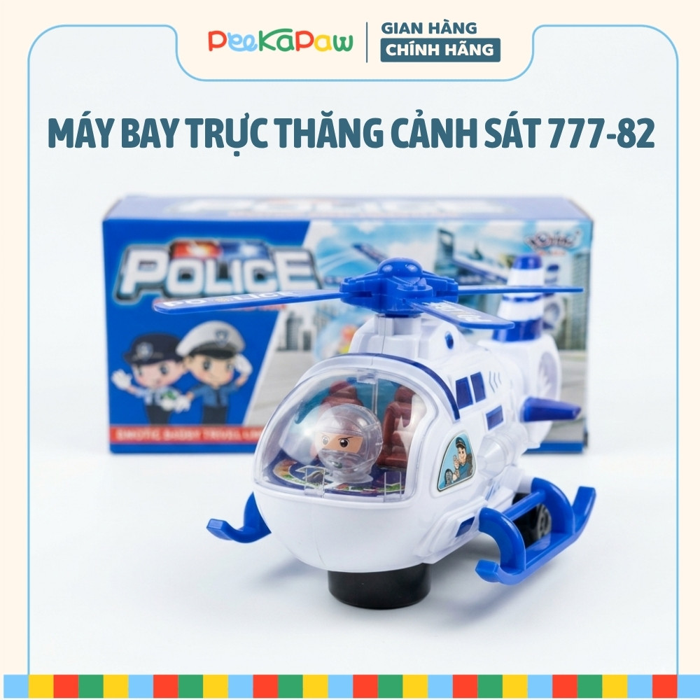 Máy Bay Trực Thăng Cảnh Sát Đồ Chơi Có Đèn Nhạc 777-82 PeeKaPaw Toys