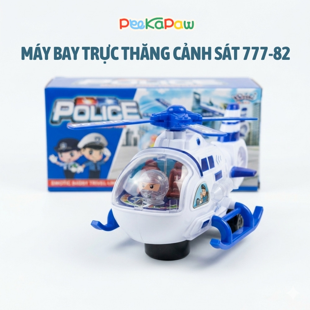Máy Bay Trực Thăng Cảnh Sát Đồ Chơi Có Đèn Nhạc 777-82 PeeKaPaw Toys