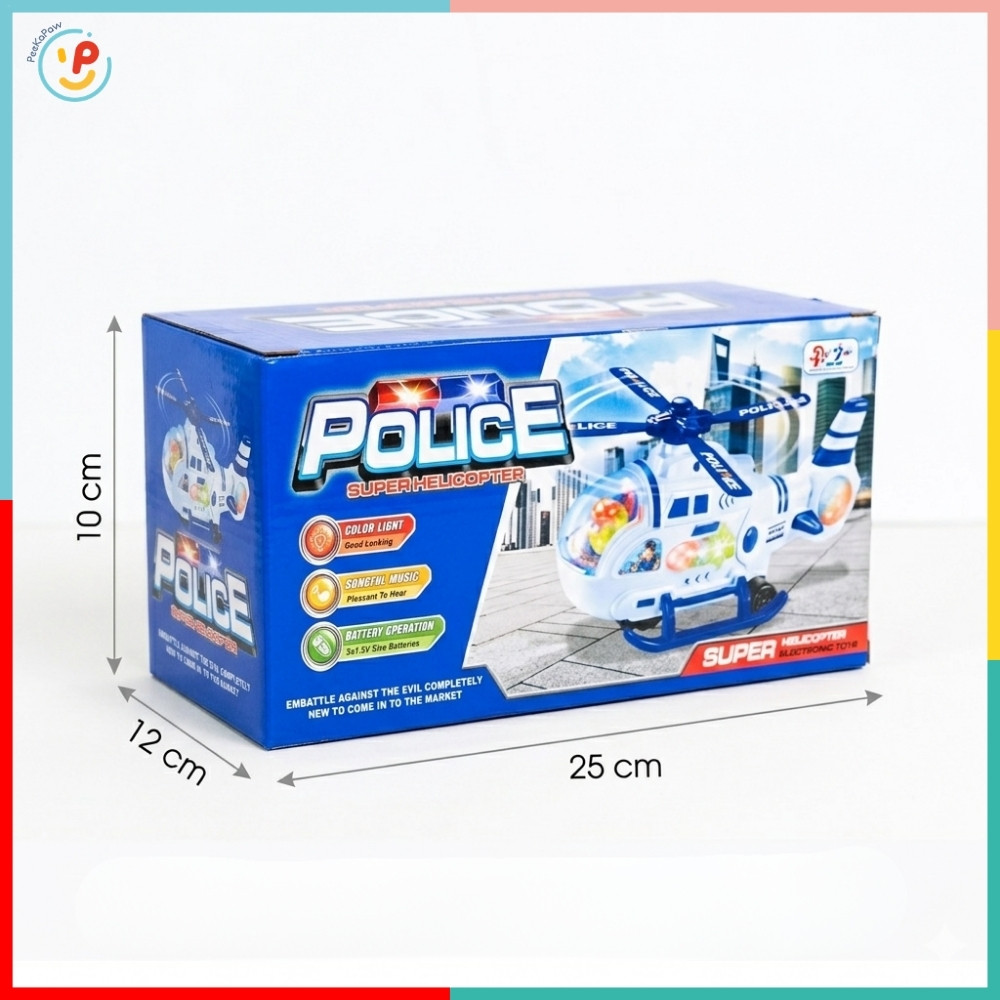 Máy Bay Trực Thăng Cảnh Sát Đồ Chơi Có Đèn Nhạc 777-82 PeeKaPaw Toys