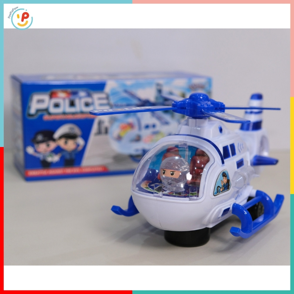 Máy Bay Trực Thăng Cảnh Sát Đồ Chơi Có Đèn Nhạc 777-82 PeeKaPaw Toys