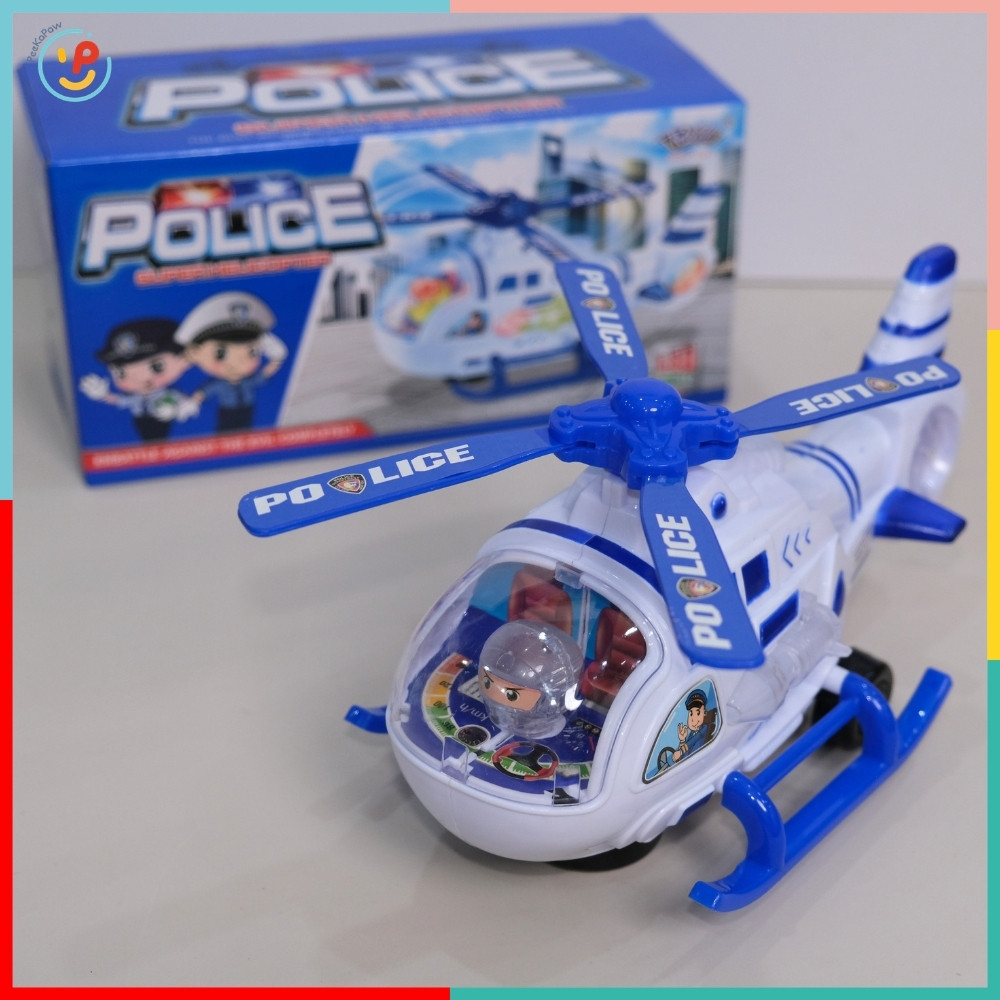 Máy Bay Trực Thăng Cảnh Sát Đồ Chơi Có Đèn Nhạc 777-82 PeeKaPaw Toys