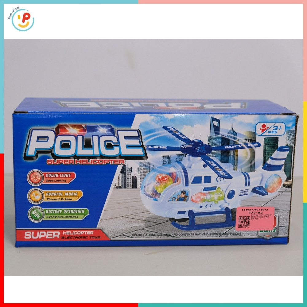 Máy Bay Trực Thăng Cảnh Sát Đồ Chơi Có Đèn Nhạc 777-82 PeeKaPaw Toys