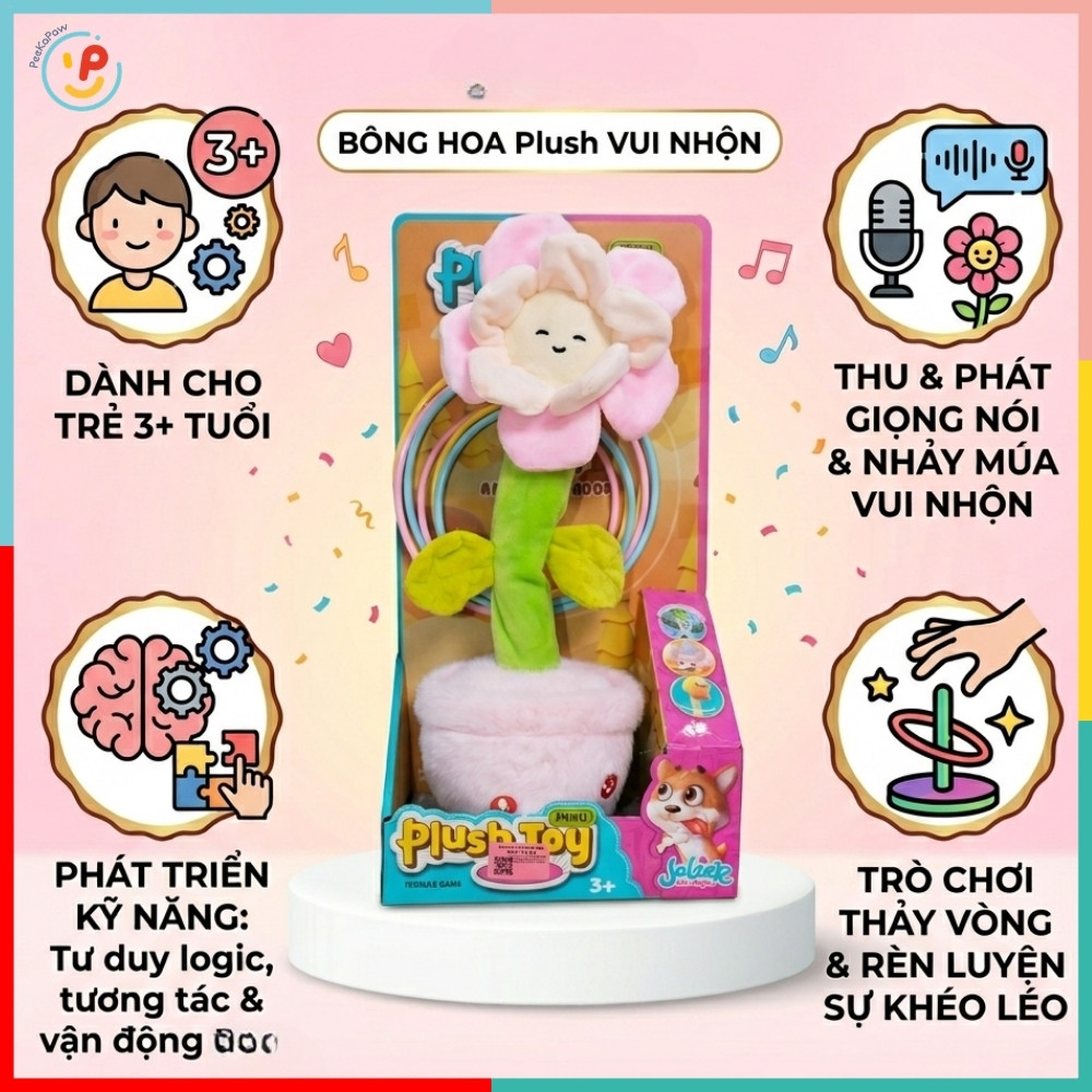 Bông Hoa Nhảy Múa Thu Giọng Nói Thảy Vòng Có Nhạc Đèn PeeKaPaw Toys