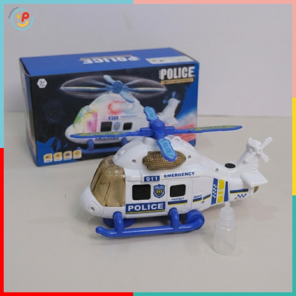 Máy Bay Trực Thăng Cảnh Sát Phun Khói 8842 Có Đèn Nhạc PeeKaPaw Toys