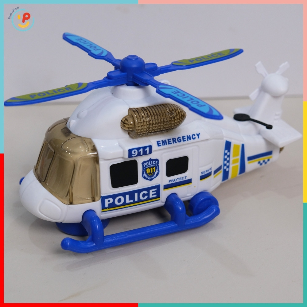 Máy Bay Trực Thăng Cảnh Sát Phun Khói 8842 Có Đèn Nhạc PeeKaPaw Toys