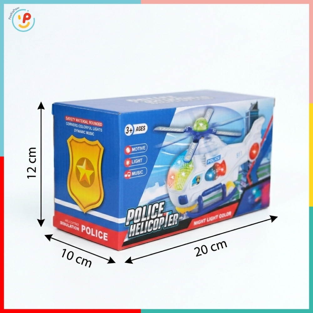 Máy Bay Trực Thăng Cảnh Sát Đồ Chơi 8641 Có Đèn Nhạc Xoay Cánh PeeKaPaw Toys