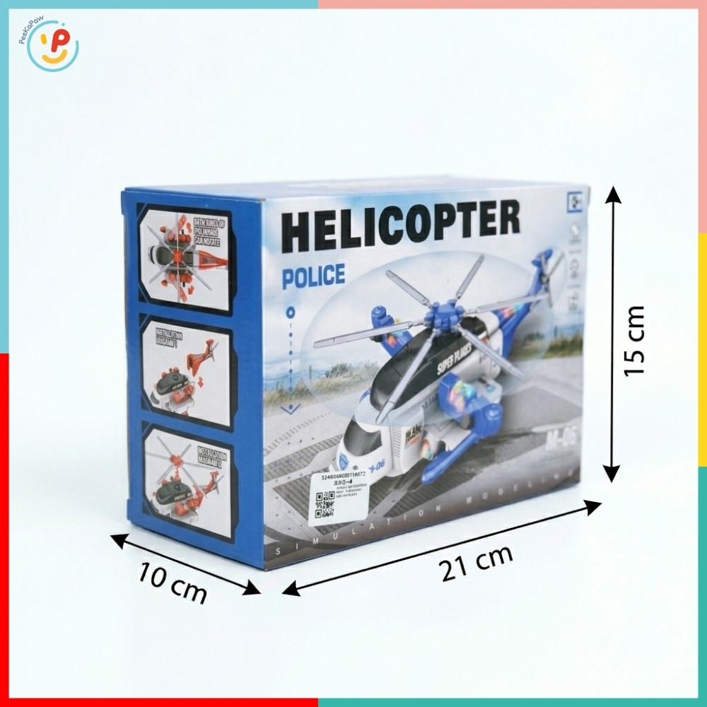 Máy Bay Trực Thăng Xoay 360 Độ Có Đèn Nhạc 332-4 PeeKaPaw Toys
