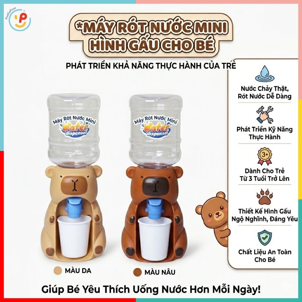 Bình rót nước mini cho bé hình Capybara có vòi kèm cốc 678-1 PeeKaPaw Toys