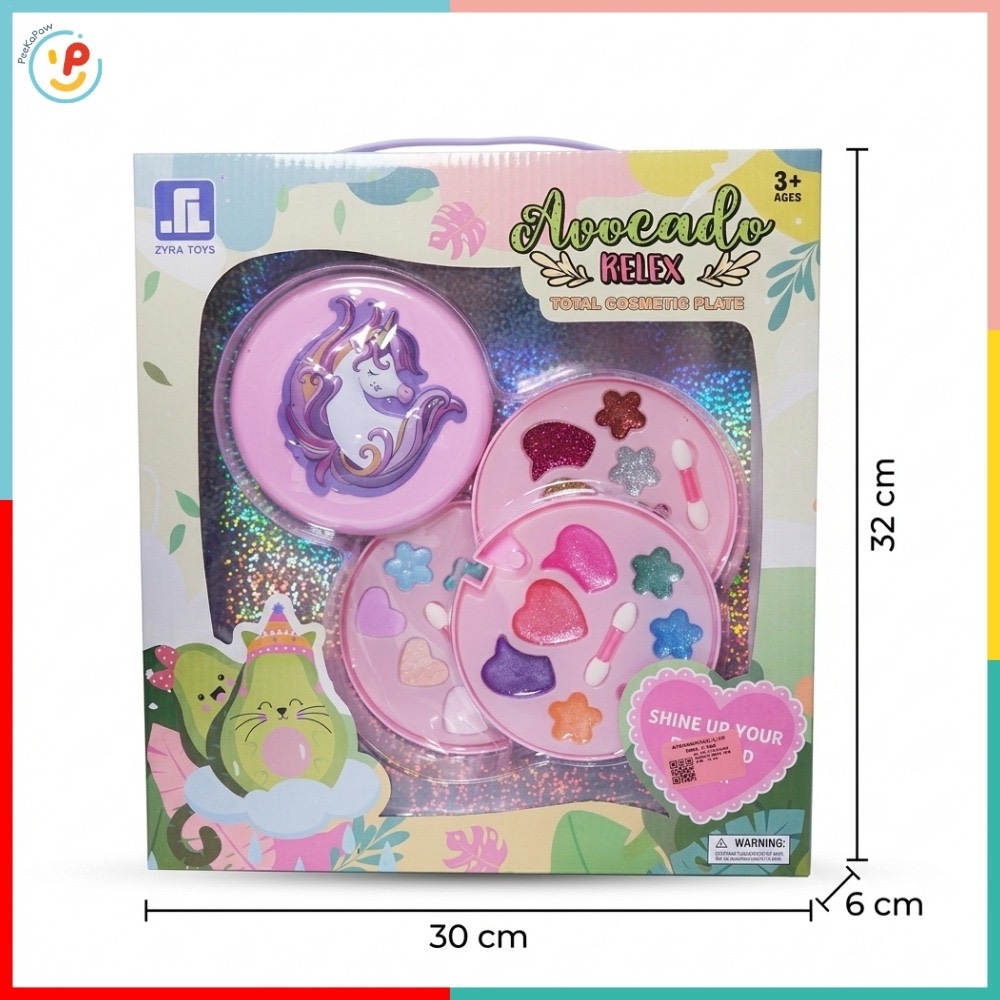 Bộ đồ chơi trang điểm cho bé hộp phấn kỳ lân 3 tầng có gương son môi PeeKaPaw Toys