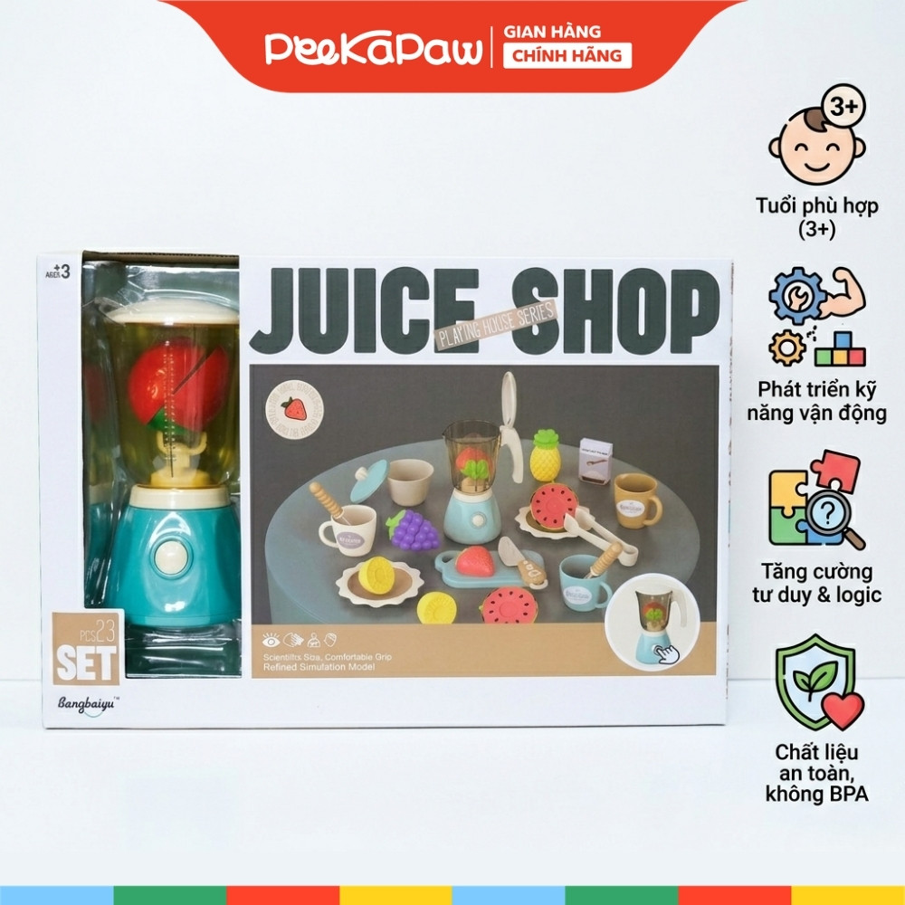 Đồ Chơi Máy Xay Sinh Tố Dùng Pin Xoay Được 328-1 Kitchen Juice Shop PeeKaPaw Toys